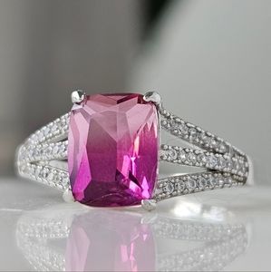 Pink Topaz Gemstone Ring, 925 Sterling Silver Charmed Aroma
